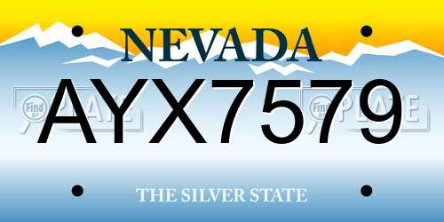 AYX7579 Nevada License Plate