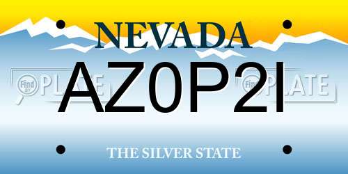 AZ0P2I Nevada License Plate