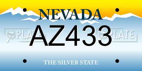 AZ433 Nevada License Plate