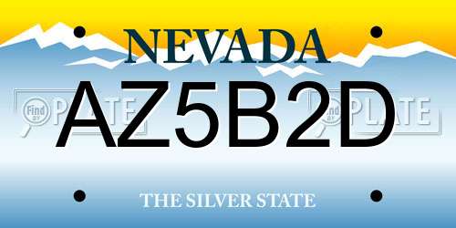 AZ5B2D Nevada License Plate