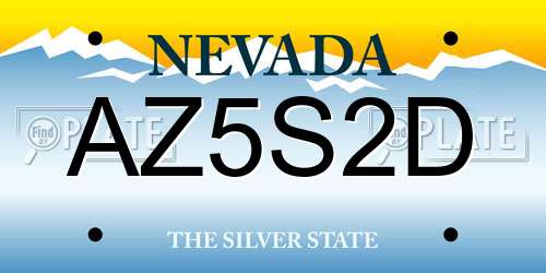 AZ5S2D Nevada License Plate