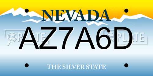 AZ7A6D Nevada License Plate