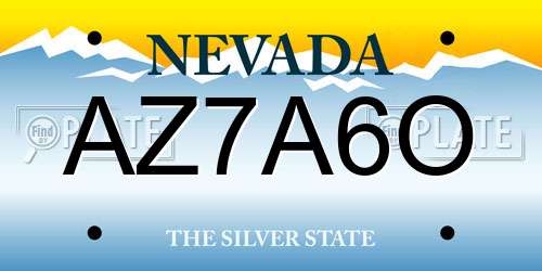 AZ7A6O Nevada License Plate