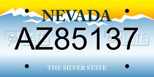 AZ85137 Nevada License Plate
