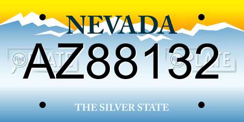 AZ88132 Nevada License Plate