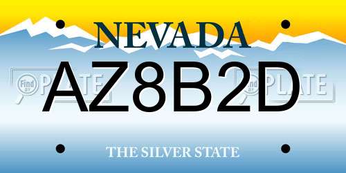 AZ8B2D Nevada License Plate