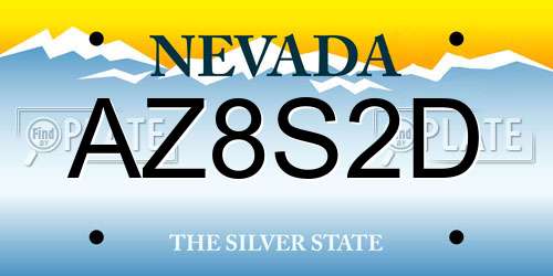 AZ8S2D Nevada License Plate