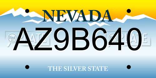 AZ9B640 Nevada License Plate