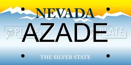 AZADE Nevada License Plate