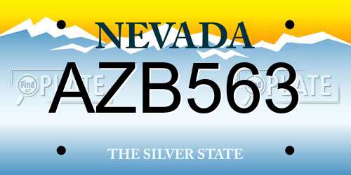 AZB563 Nevada License Plate