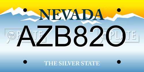 AZB82O Nevada License Plate