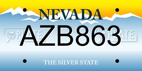 AZB863 Nevada License Plate