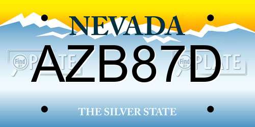 AZB87D Nevada License Plate