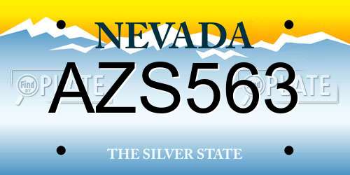 AZS563 Nevada License Plate