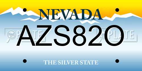 AZS82O Nevada License Plate