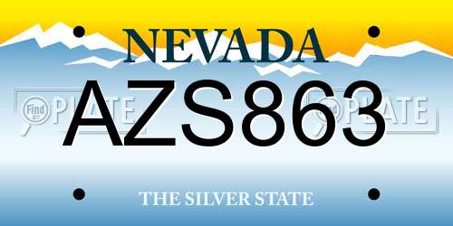 AZS863 Nevada License Plate
