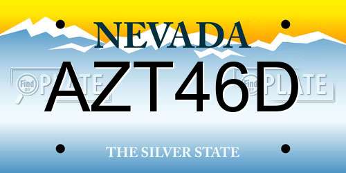 AZT46D Nevada License Plate