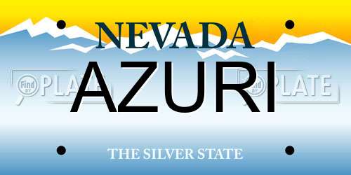 AZURI Nevada License Plate