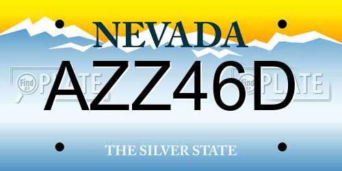 AZZ46D Nevada License Plate