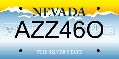 AZZ46O Nevada License Plate