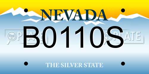 B0110S Nevada License Plate