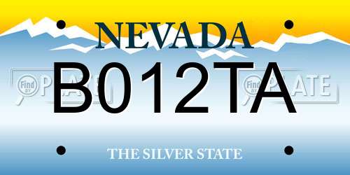 B012TA Nevada License Plate
