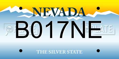 B017NE Nevada License Plate