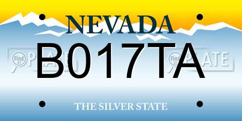 B017TA Nevada License Plate