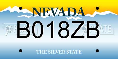 B018ZB Nevada License Plate