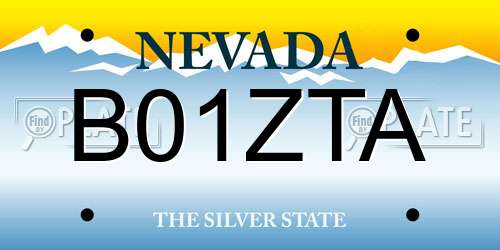 B01ZTA Nevada License Plate