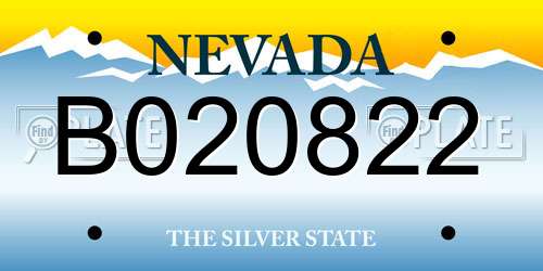 B020822 Nevada License Plate