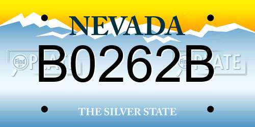 B0262B Nevada License Plate