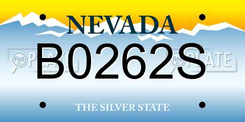 B0262S Nevada License Plate