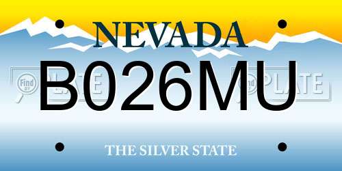 B026MU Nevada License Plate