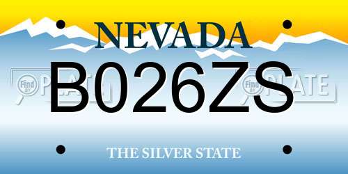 B026ZS Nevada License Plate