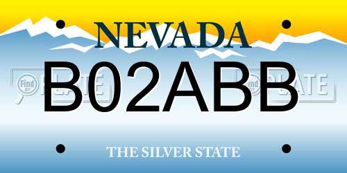 B02ABB Nevada License Plate