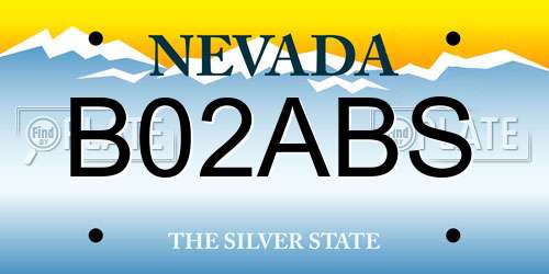 B02ABS Nevada License Plate