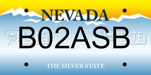 B02ASB Nevada License Plate