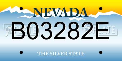 B03282E Nevada License Plate