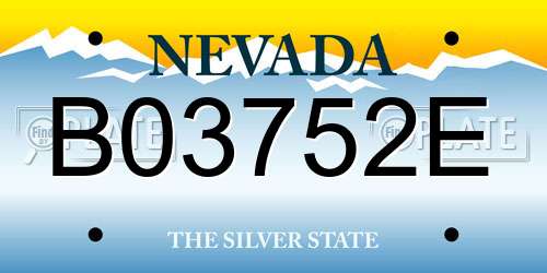B03752E Nevada License Plate
