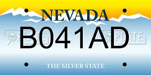 B041AD Nevada License Plate