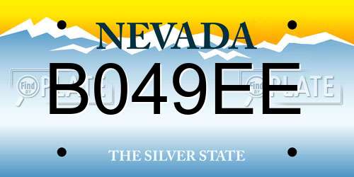 B049EE Nevada License Plate