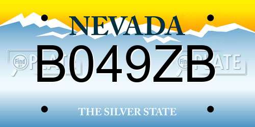 B049ZB Nevada License Plate