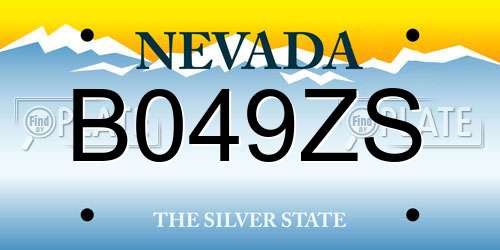 B049ZS Nevada License Plate