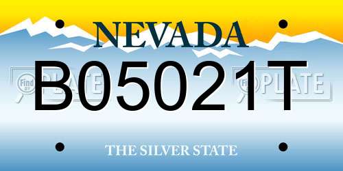 B05021T Nevada License Plate