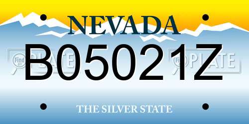 B05021Z Nevada License Plate