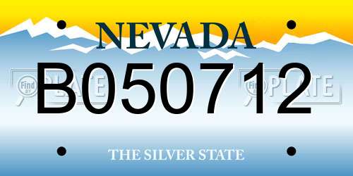 B050712 Nevada License Plate
