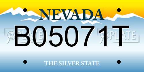 B05071T Nevada License Plate