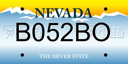 B052BO Nevada License Plate