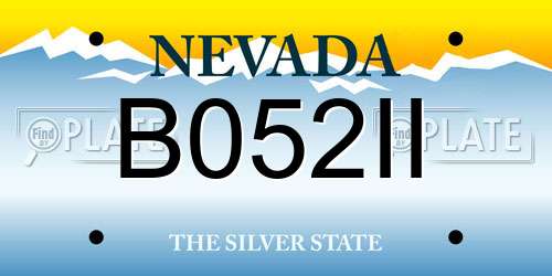 B052II Nevada License Plate
